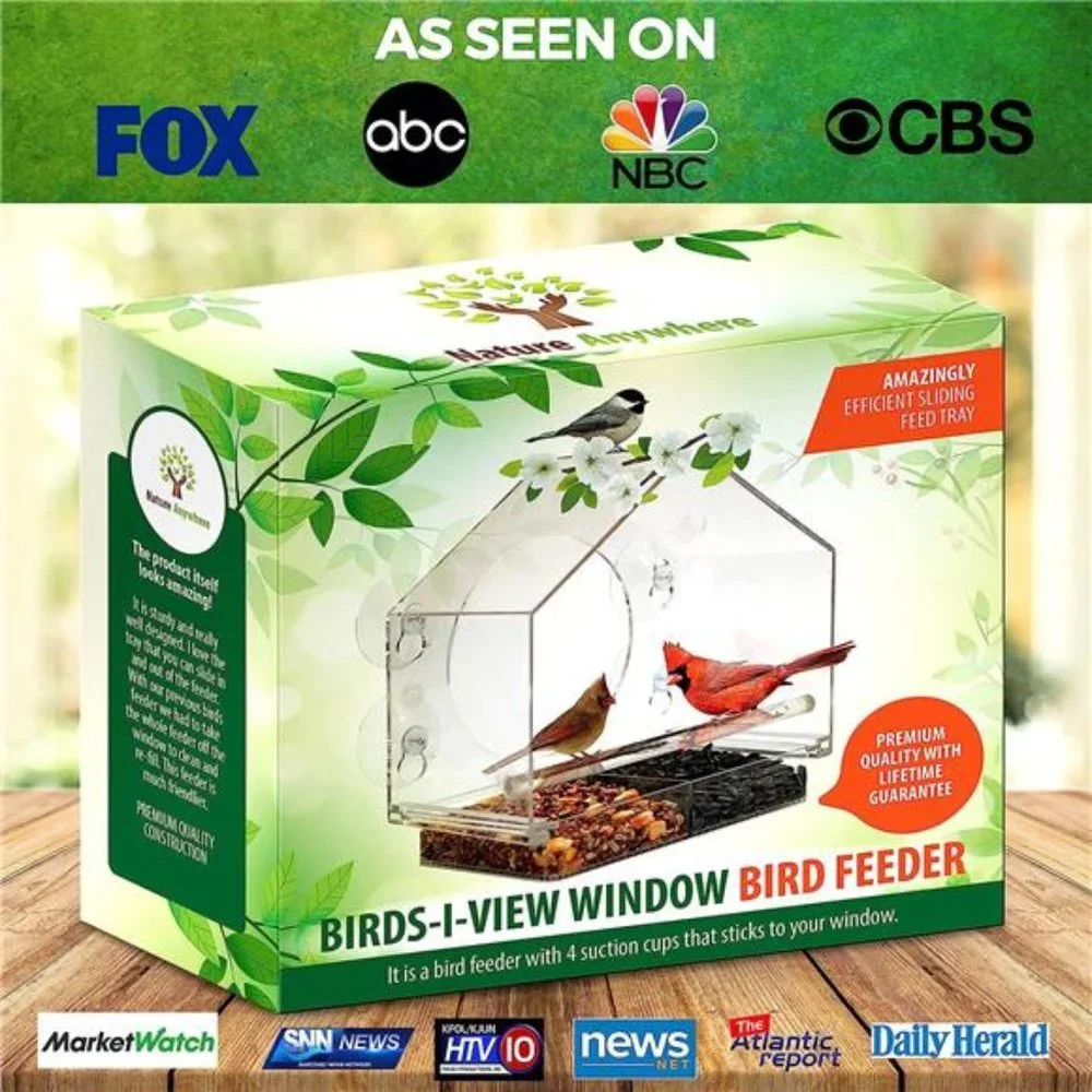 Premium Clear Plastic Window Bird Feeder for Outside - Window Bird Feeders